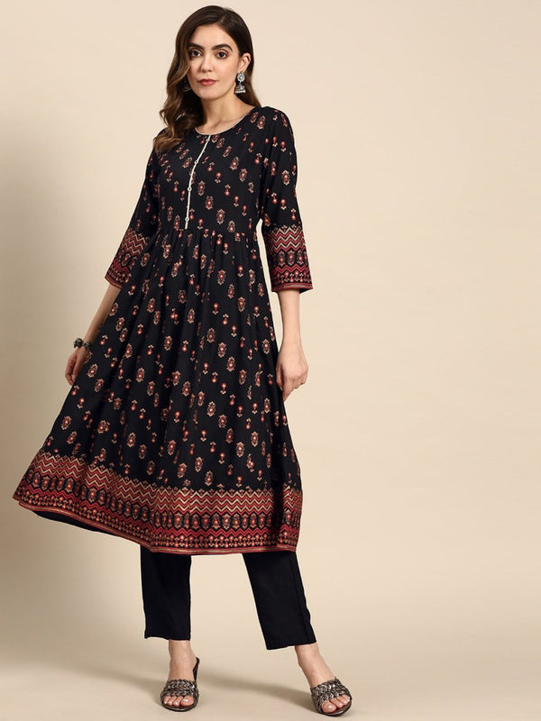 All About You Women Ethnic Motifs Printed Regular Kurta with Trouser - Distacart