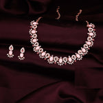 Thumbnail for Tehzeeb Creations Baby Pink Colour Ad Studded Necklace Jewellery Set With Matching Earrings For Women And Girls - Distacart