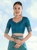 Thumbnail for Monjolika Fashion Turquoise Banarasi Silk Saree With Traditional Paisley Weaves - Distacart
