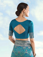 Thumbnail for Monjolika Fashion Turquoise Banarasi Silk Saree With Traditional Paisley Weaves - Distacart