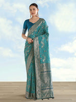 Thumbnail for Monjolika Fashion Turquoise Banarasi Silk Saree With Traditional Paisley Weaves - Distacart