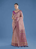 Thumbnail for Monjolika Fashion Beige Banarasi Silk Saree With Traditional Paisley Weaves - Distacart