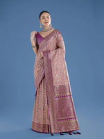 Thumbnail for Monjolika Fashion Beige Banarasi Silk Saree With Traditional Paisley Weaves - Distacart