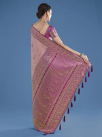 Thumbnail for Monjolika Fashion Beige Banarasi Silk Saree With Traditional Paisley Weaves - Distacart