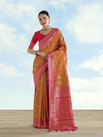 Thumbnail for Monjolika Fashion Mustard Banarasi Silk Saree With Traditional Paisley Weaves - Distacart
