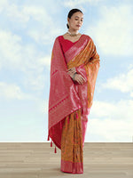 Thumbnail for Monjolika Fashion Mustard Banarasi Silk Saree With Traditional Paisley Weaves - Distacart