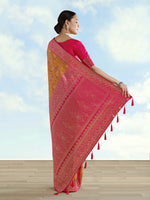Thumbnail for Monjolika Fashion Mustard Banarasi Silk Saree With Traditional Paisley Weaves - Distacart