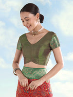 Thumbnail for Monjolika Fashion Red Banarasi Silk Saree With Traditional Paisley Weaves - Distacart