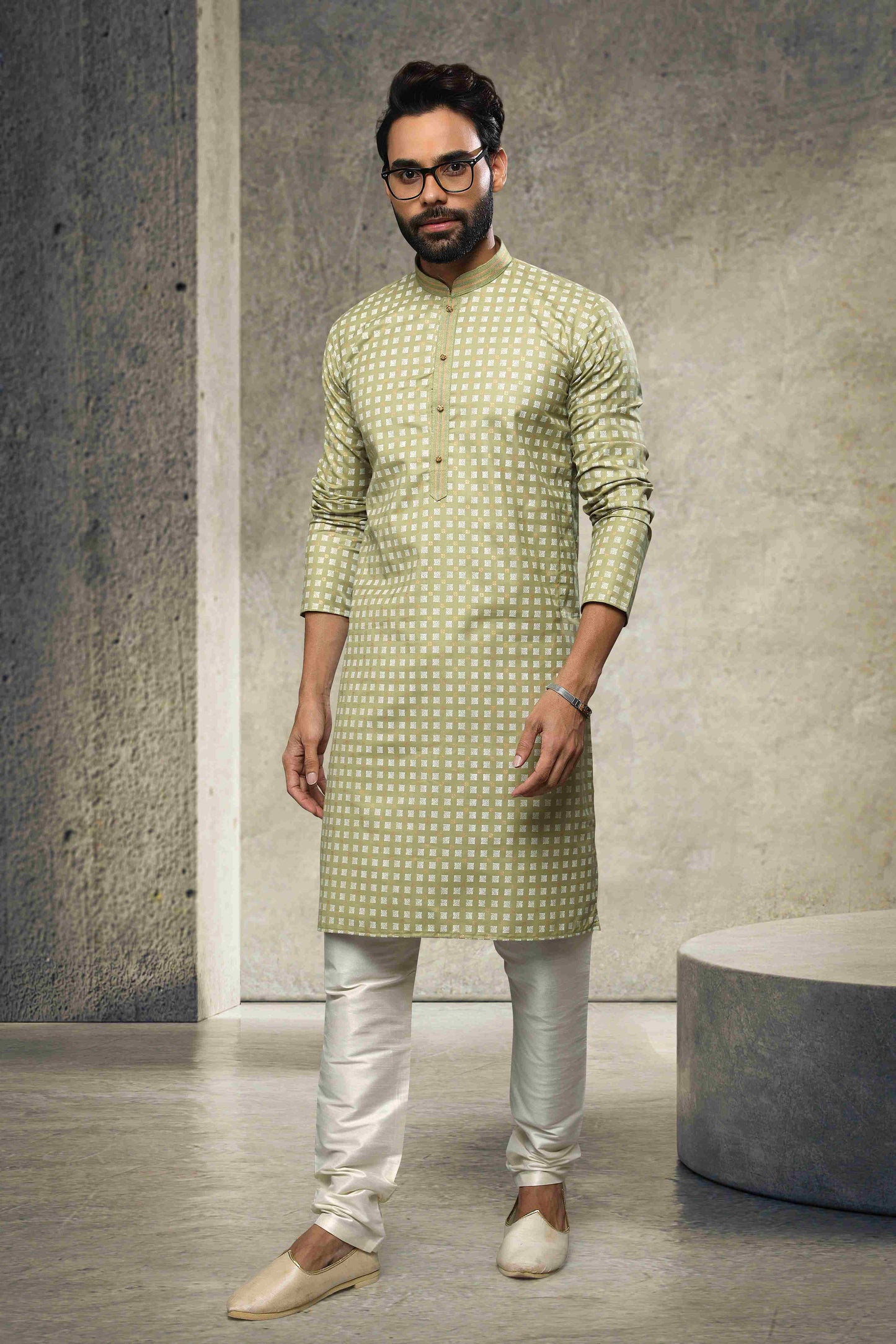 Raivat Ethnic Cotton Printed Work Kurta Pajama In Light Green Colour - Distacart