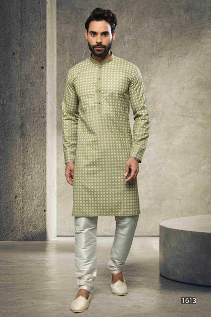 Raivat Ethnic Cotton Printed Work Kurta Pajama In Light Green Colour - Distacart