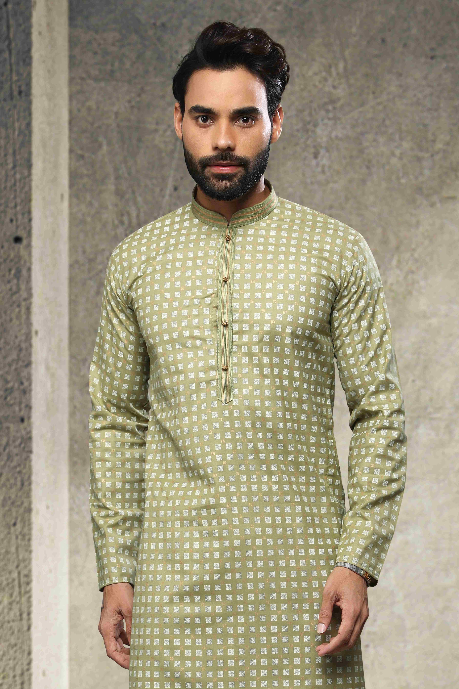 Raivat Ethnic Cotton Printed Work Kurta Pajama In Light Green Colour - Distacart