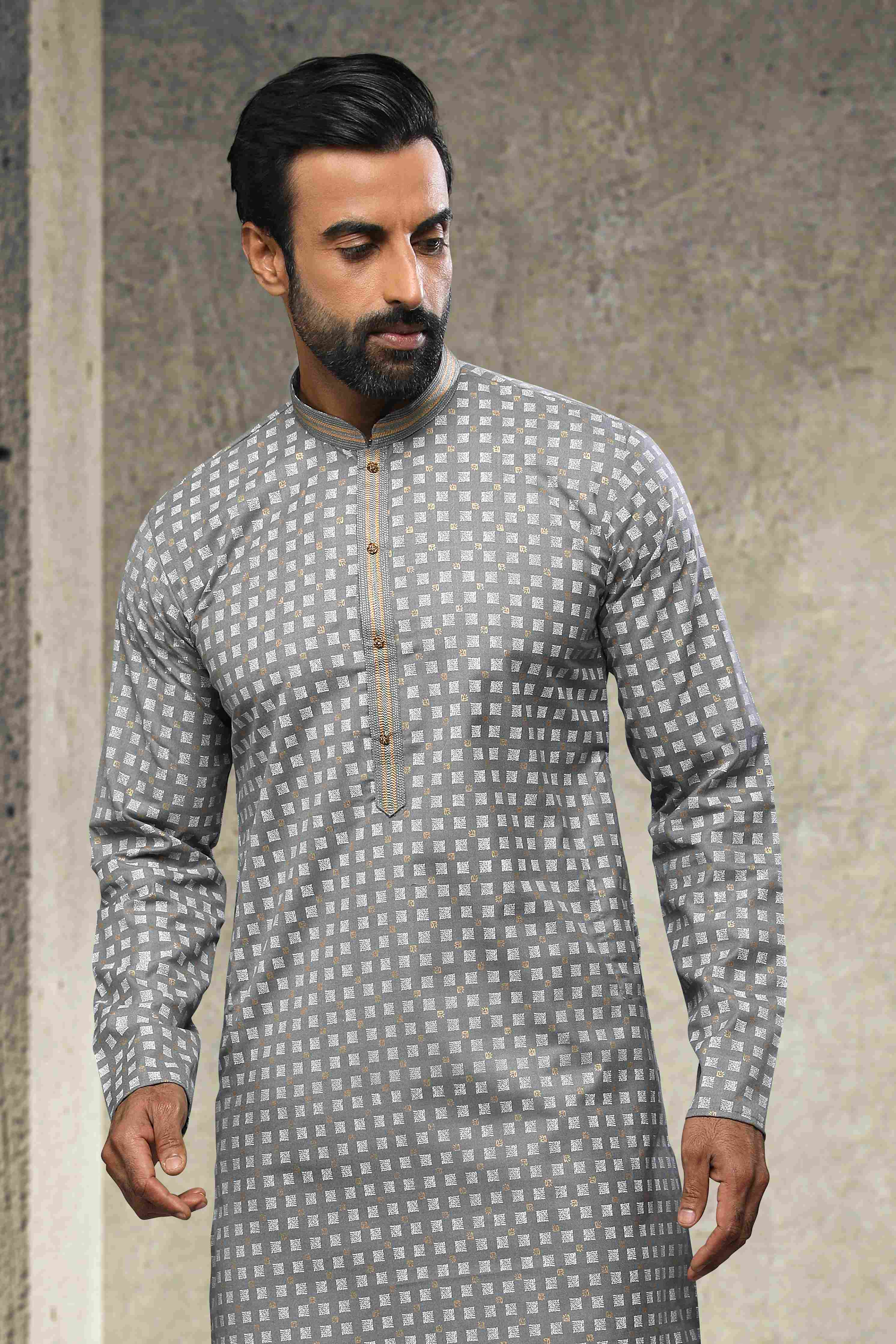 Raivat Ethnic Cotton Printed Work Kurta Pajama In Grey Colour - Distacart