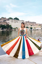 Thumbnail for Lorenvalley Fashion White Pure Rayon Gota Patti Lace Touch Up Lehenga Choli