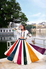 Thumbnail for Lorenvalley Fashion White Pure Rayon Gota Patti Lace Touch Up Lehenga Choli
