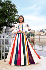 Thumbnail for Lorenvalley Fashion White Pure Rayon Gota Patti Lace Touch Up Lehenga Choli
