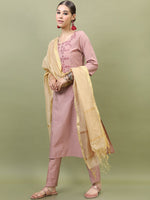Thumbnail for Vishudh Women Pink Kurta with Trousers & With Dupatta