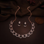 Thumbnail for Tehzeeb Creations Black Colour Ad Studded Necklace Jewellery Set With Matching Earrings For Women And Girls - Distacart