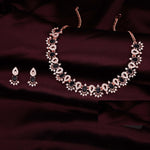 Thumbnail for Tehzeeb Creations Black Colour Ad Studded Necklace Jewellery Set With Matching Earrings For Women And Girls - Distacart