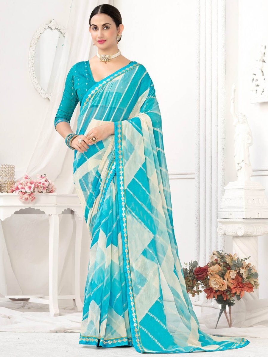 Anouk Geometric Printed Pure Chiffon Saree - Distacart