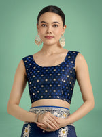 Thumbnail for Monjolika Fashion Dark blue Glamour and Tradition With This Zari Woven Banarasi Satin Silk Saree