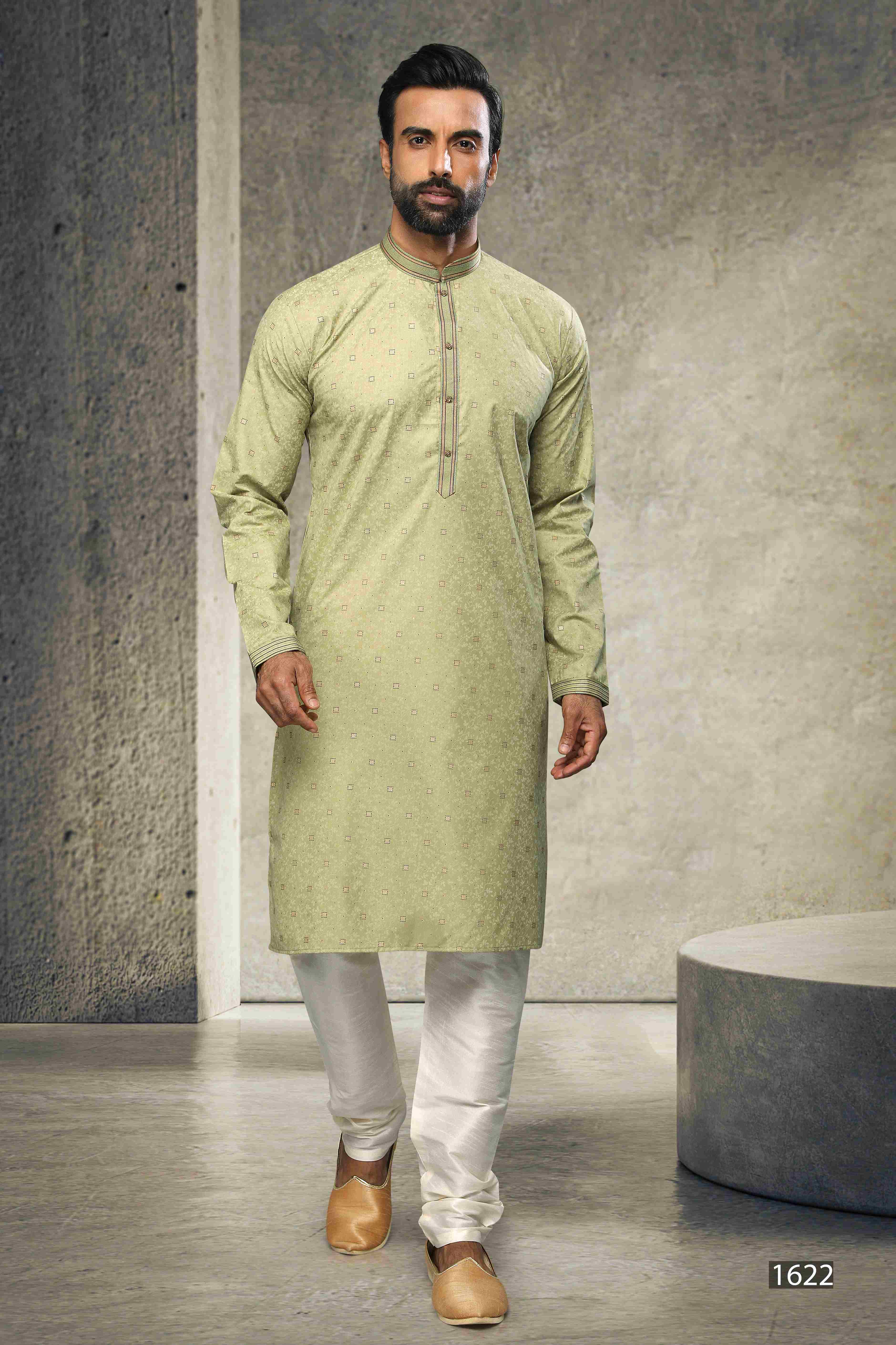 Raivat Ethnic Cotton Printed Work Kurta Pajama In Light Green Colour - Distacart
