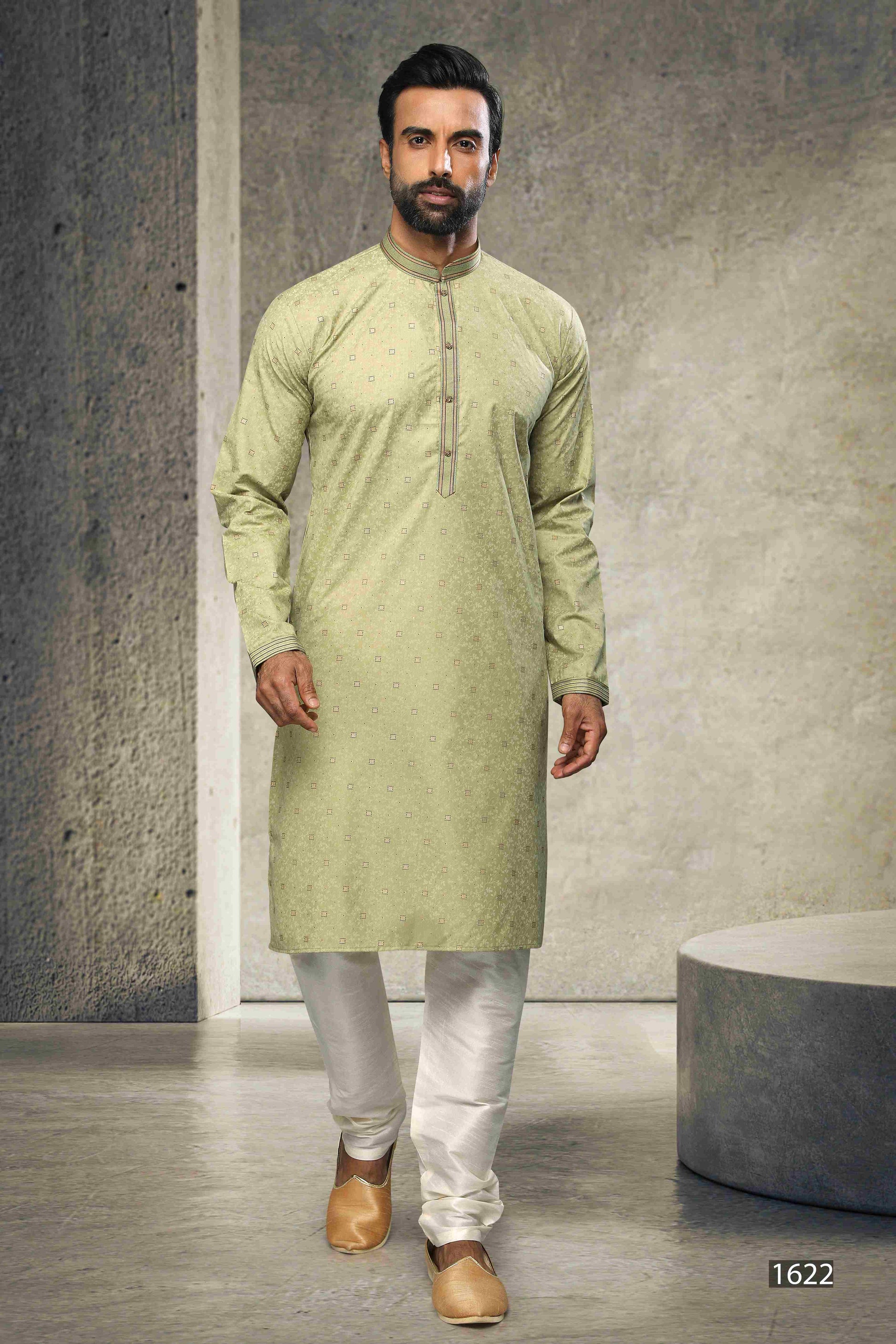 Raivat Ethnic Cotton Printed Work Kurta Pajama In Light Green Colour - Distacart
