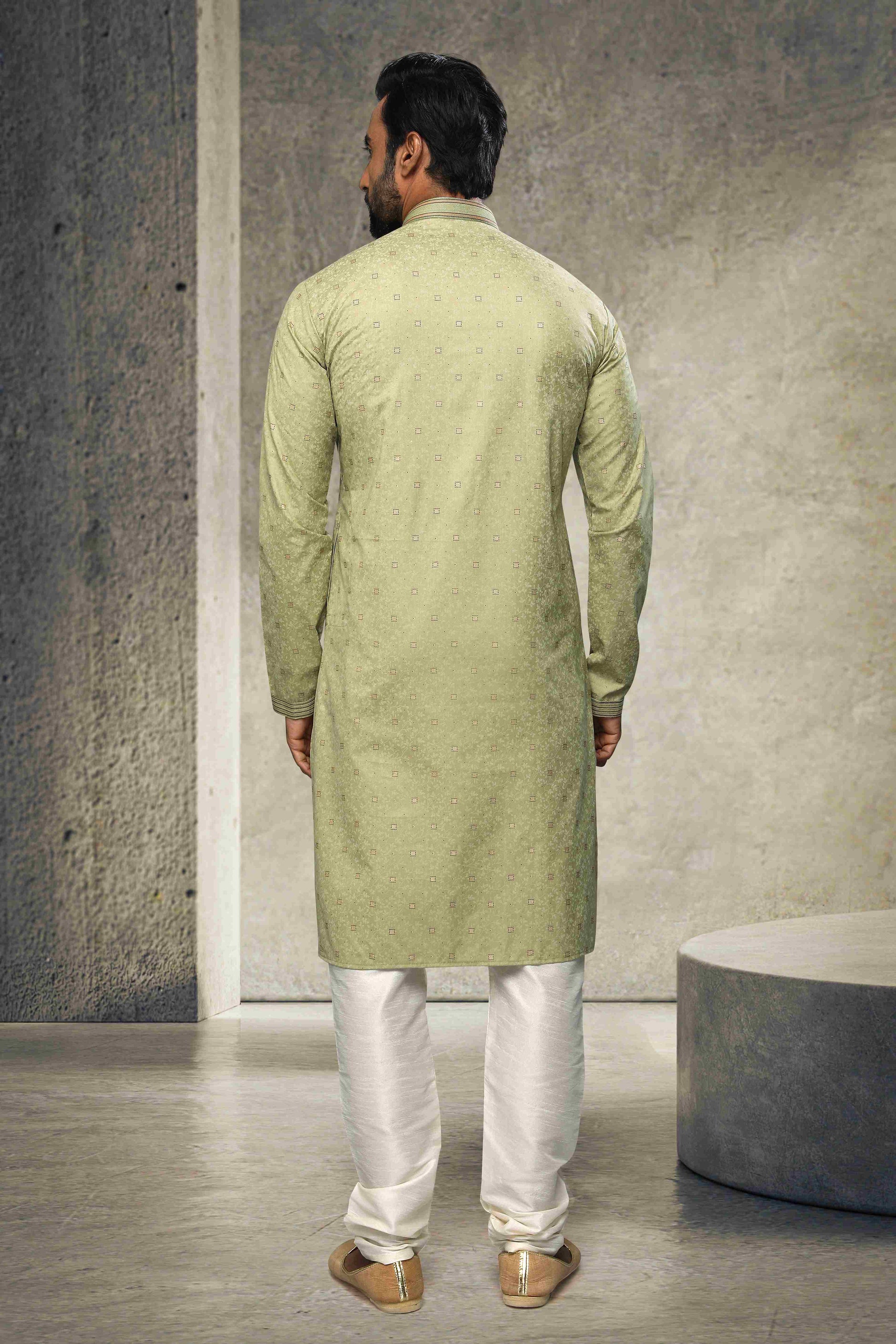 Raivat Ethnic Cotton Printed Work Kurta Pajama In Light Green Colour - Distacart