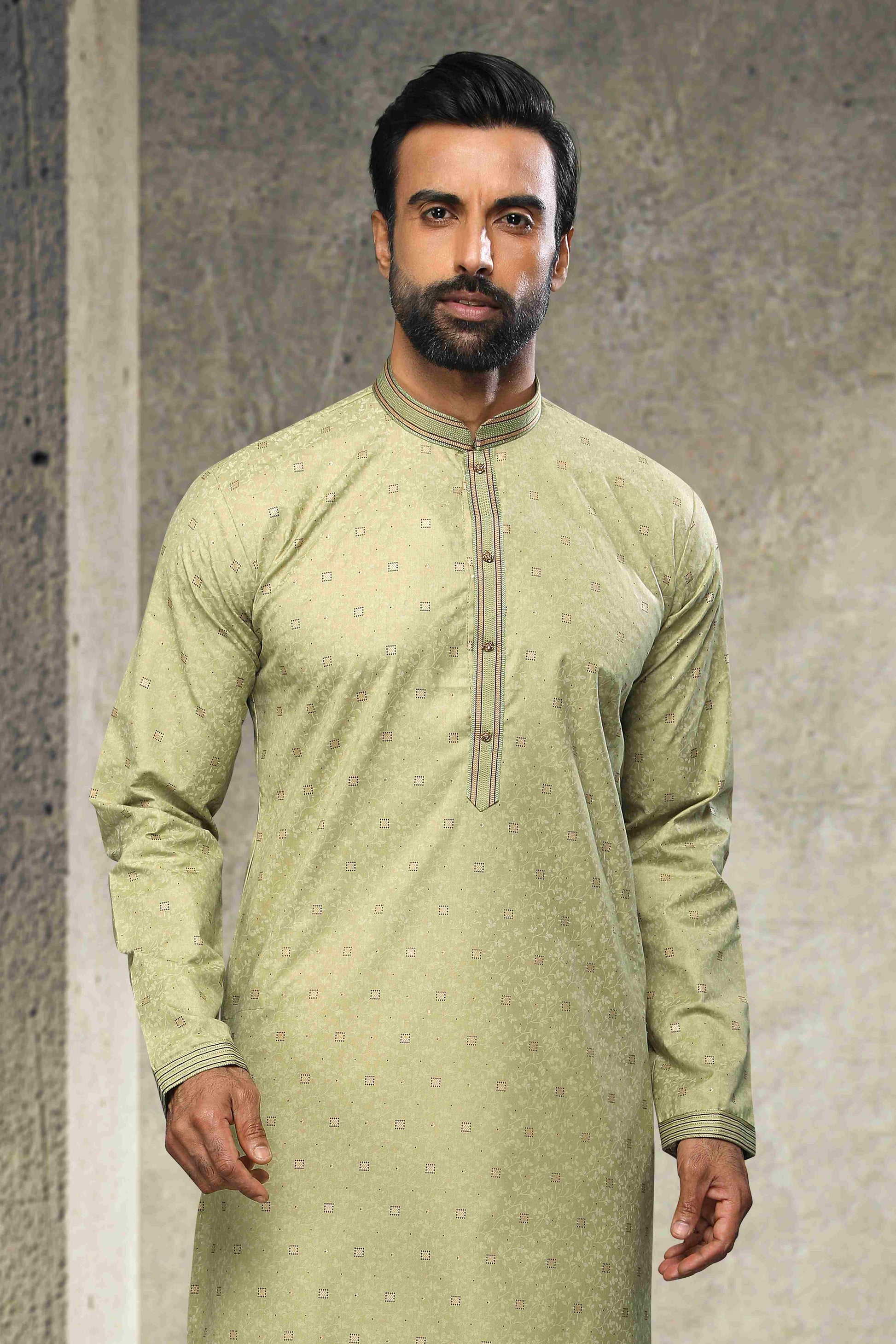 Raivat Ethnic Cotton Printed Work Kurta Pajama In Light Green Colour - Distacart