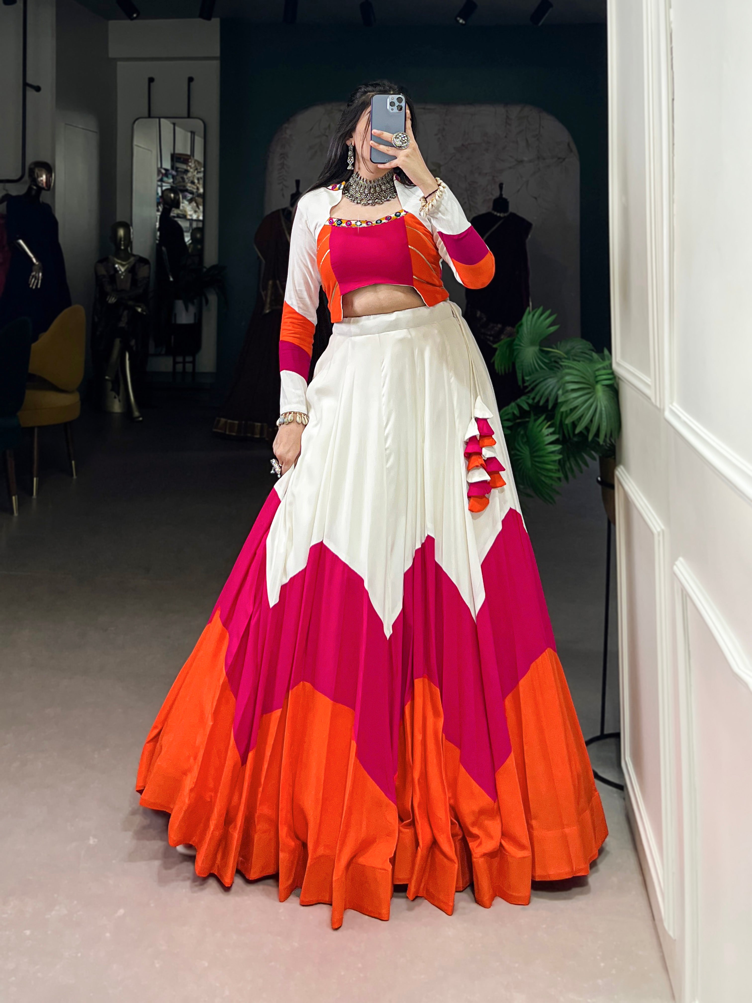 Lorenvalley Pure Rayon Plain Stitched With Canvas And Full Inner Lehenga Choli