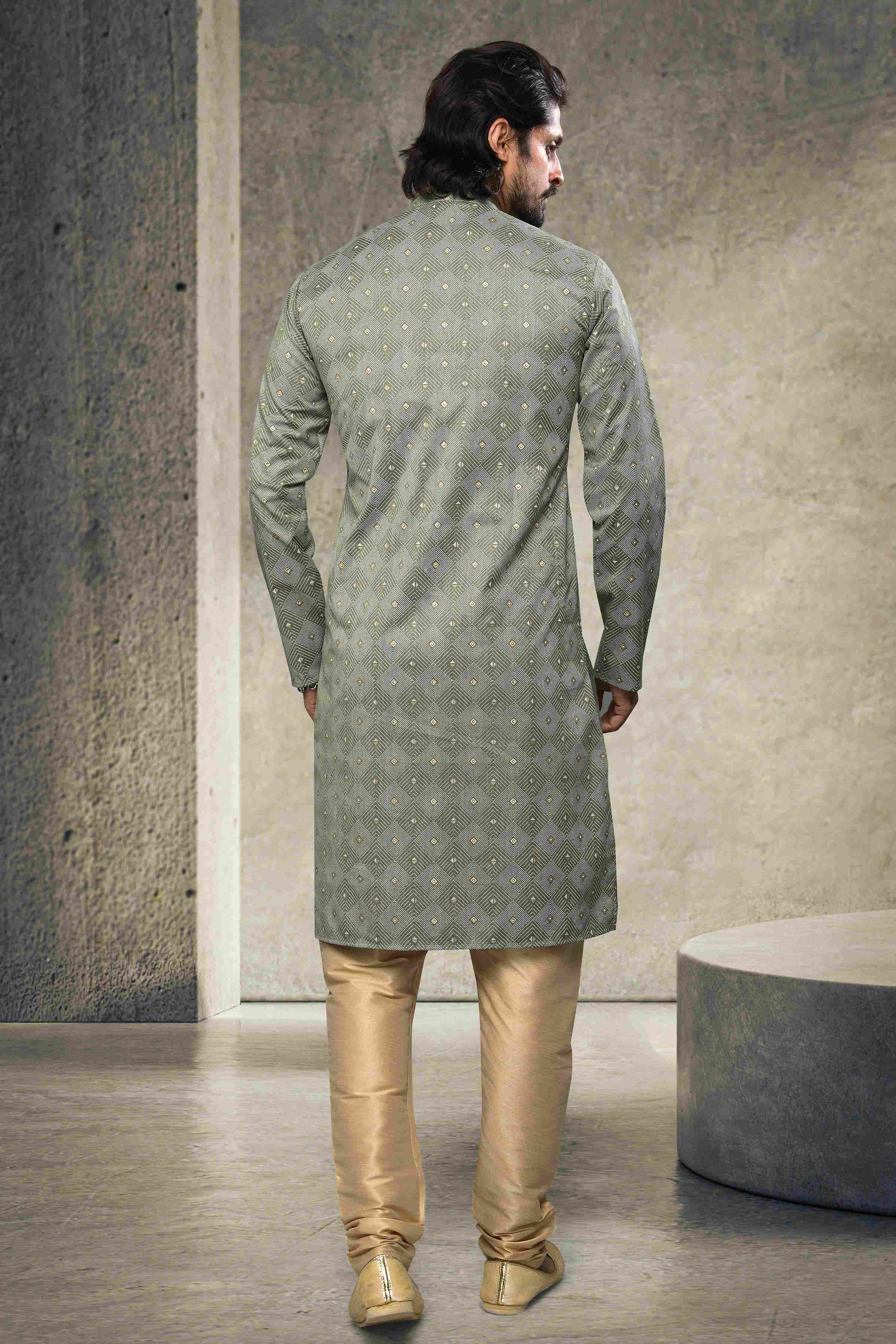 Raivat Ethnic Cotton Printed Work Kurta Pajama In Pastel Green Colour - Distacart