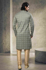 Thumbnail for Raivat Ethnic Cotton Printed Work Kurta Pajama In Pastel Green Colour - Distacart