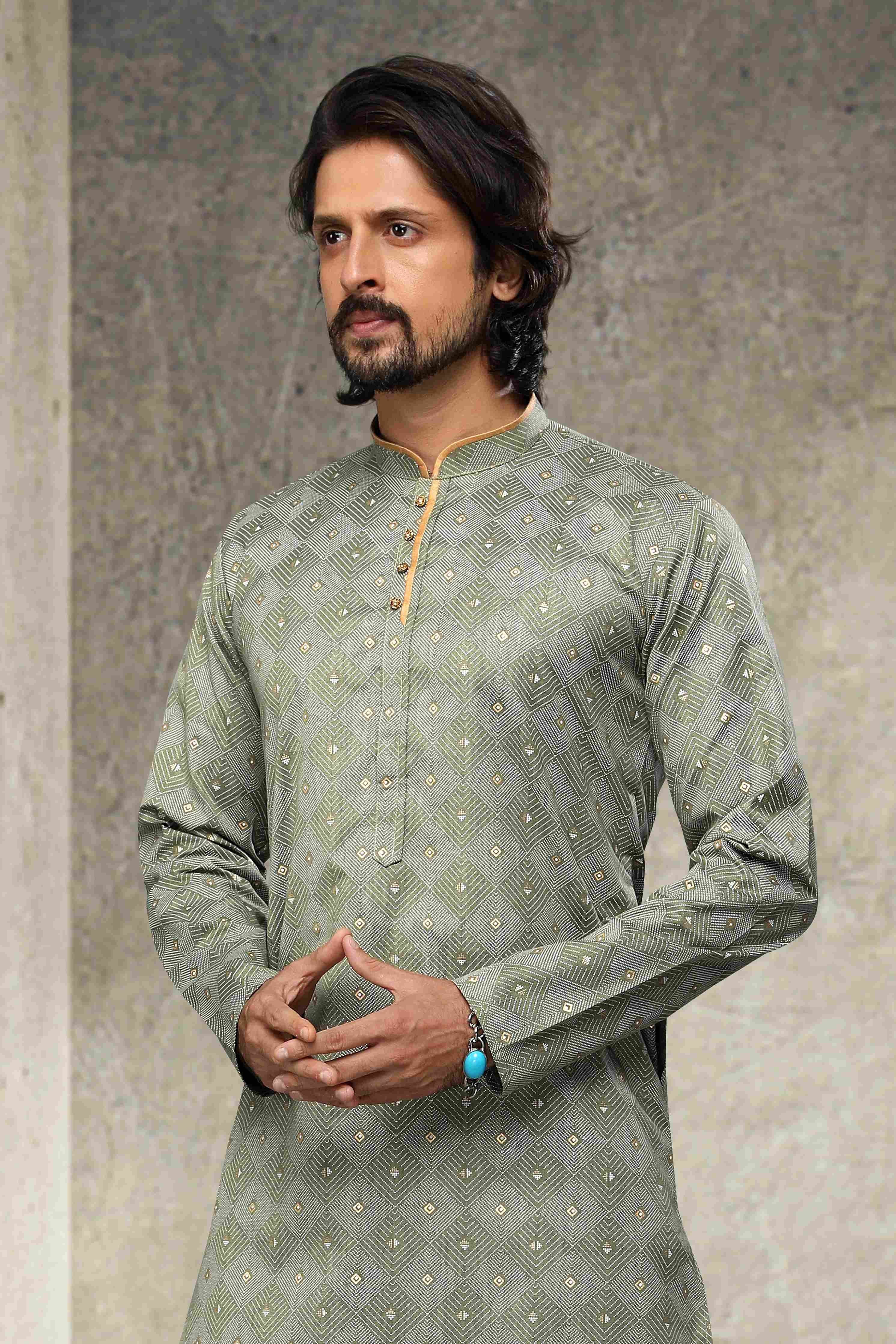 Raivat Ethnic Cotton Printed Work Kurta Pajama In Pastel Green Colour - Distacart