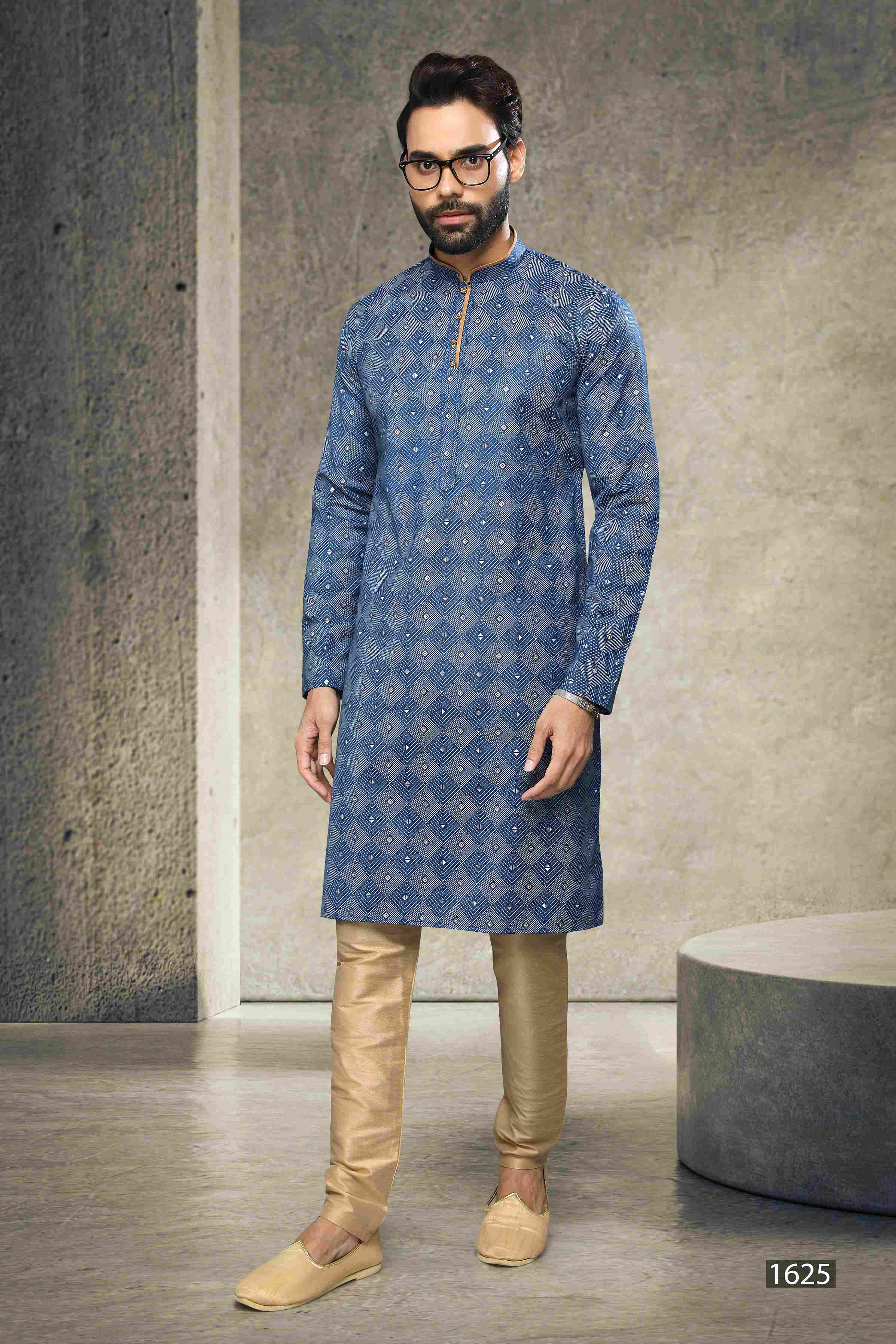 Raivat Ethnic Cotton Printed Work Kurta Pajama In Blue Colour - Distacart