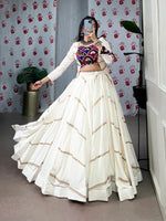 Thumbnail for Lorenvalley White Pure Rayon Sequins Lace Touch Up Lehenga Choli