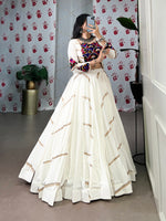 Thumbnail for Lorenvalley White Pure Rayon Sequins Lace Touch Up Lehenga Choli