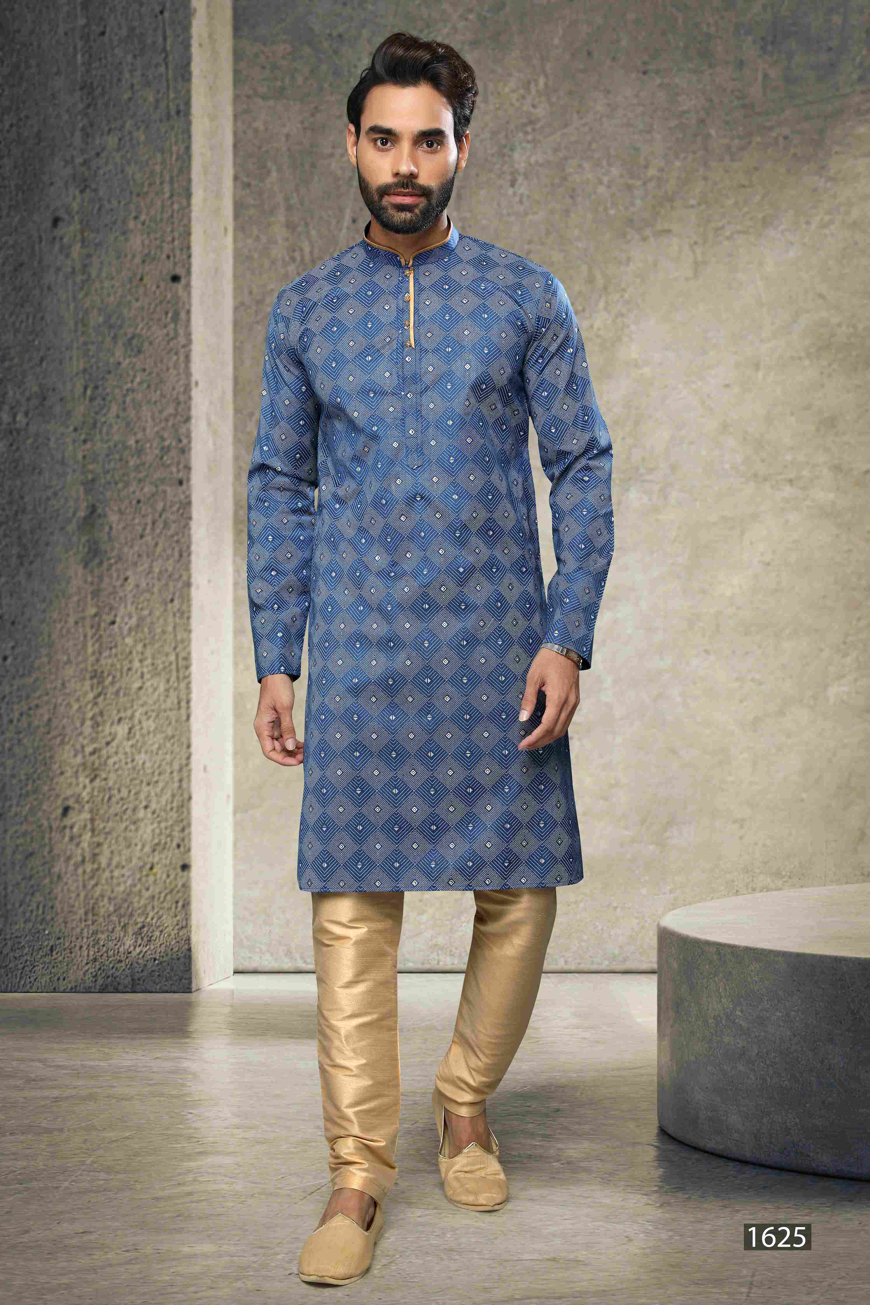 Raivat Ethnic Cotton Printed Work Kurta Pajama In Blue Colour - Distacart
