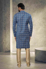 Thumbnail for Raivat Ethnic Cotton Printed Work Kurta Pajama In Blue Colour - Distacart