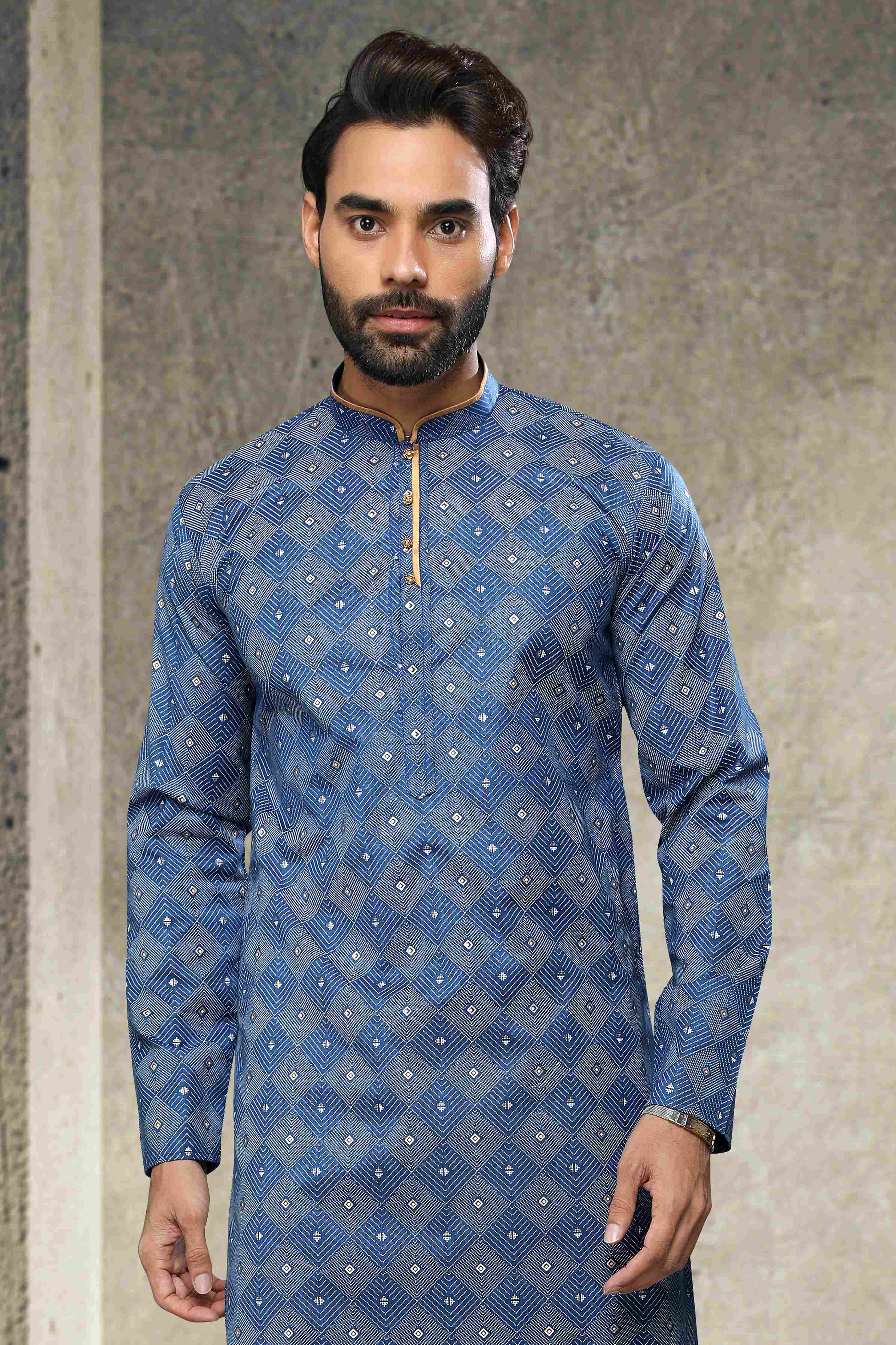 Raivat Ethnic Cotton Printed Work Kurta Pajama In Blue Colour - Distacart