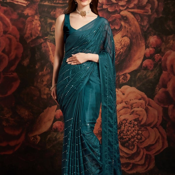 Anouk Sequin Embellished Pure Georgette Saree - Distacart