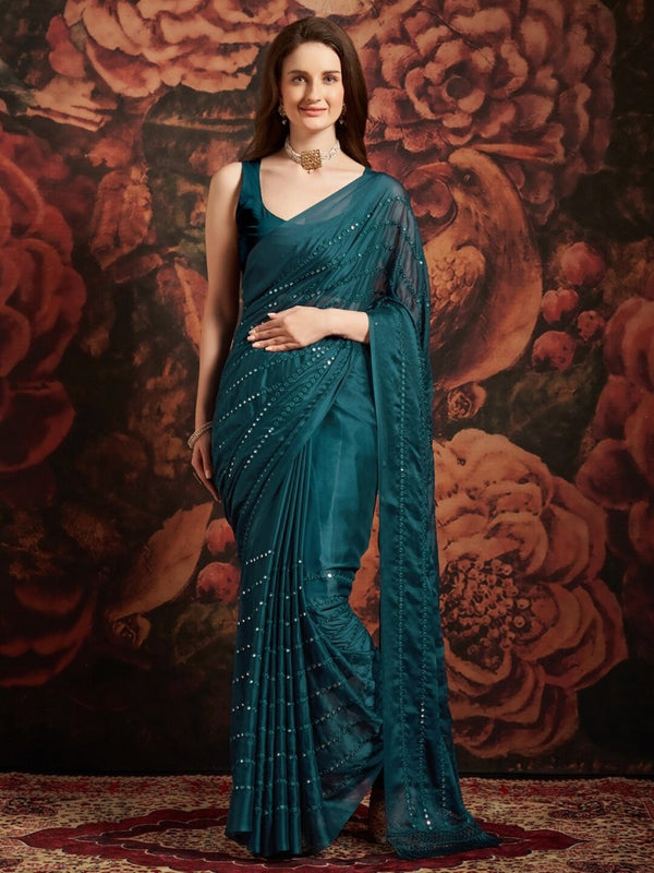 Anouk Sequin Embellished Pure Georgette Saree - Distacart