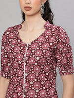 Thumbnail for Aks Floral Printed Regular Pure Cotton Kurta With Trousers - Distacart