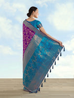 Thumbnail for Monjolika Fashion Purple Banarasi Silk Saree With Zari Woven Design - Distacart