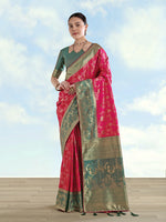 Thumbnail for Monjolika Fashion Rani Pink Banarasi Silk Saree With Zari Woven Design - Distacart
