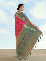 Thumbnail for Monjolika Fashion Rani Pink Banarasi Silk Saree With Zari Woven Design - Distacart