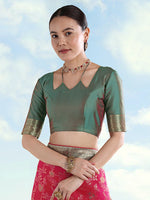 Thumbnail for Monjolika Fashion Rani Pink Banarasi Silk Saree With Zari Woven Design - Distacart