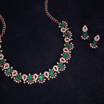 Thumbnail for Tehzeeb Creations Green Colour Ad Studded Necklace Jewellery Set With Matching Earrings For Women And Girls - Distacart