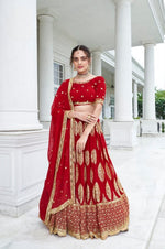 Thumbnail for Anaita Red Georgette Lehenga Choli With Sequence & Thread Work - Distacart