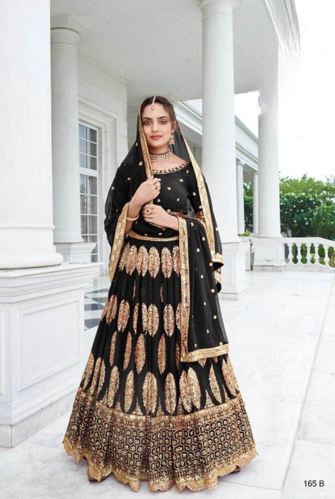 Anaita Black Georgette Lehenga Choli With Sequence & Thread Work - Distacart