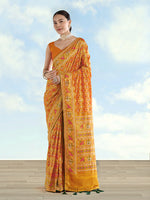 Thumbnail for Monjolika Fashion Mustard Satin Silk Saree With Patola Work And Elephant Motifs - Distacart