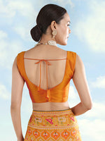 Thumbnail for Monjolika Fashion Mustard Satin Silk Saree With Patola Work And Elephant Motifs - Distacart